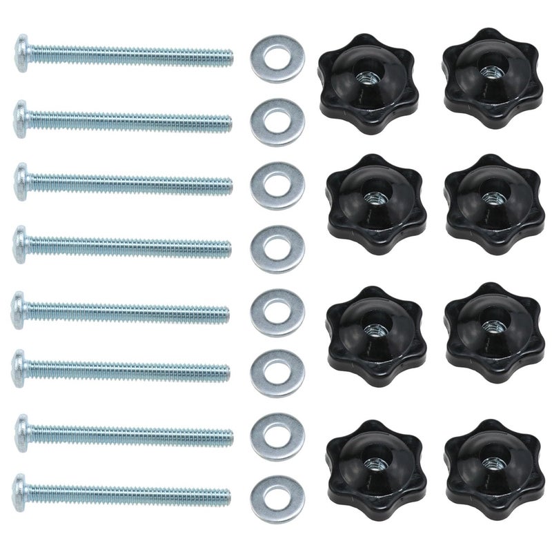 yukata T-Type Track Knob Kit T-Track Bolts 1/4-20 x 2-1/2 "and 1/4" Black Star Perforated knobs Plus 1/4 "Galvanized Iron Flat washers 8set (1/4 * 2-1/2 inch) - Image 1